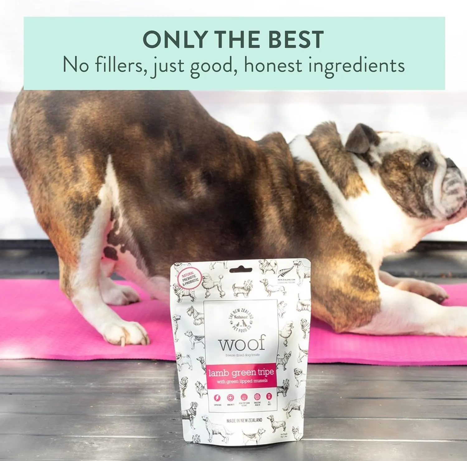 The New Zealand Natural Pet Food Co WOOF Freeze Dried Dog Treats - Lamb Green Tripe, High Protein, Large & Small Dog, Topper or Dog Treat - 1.4 oz