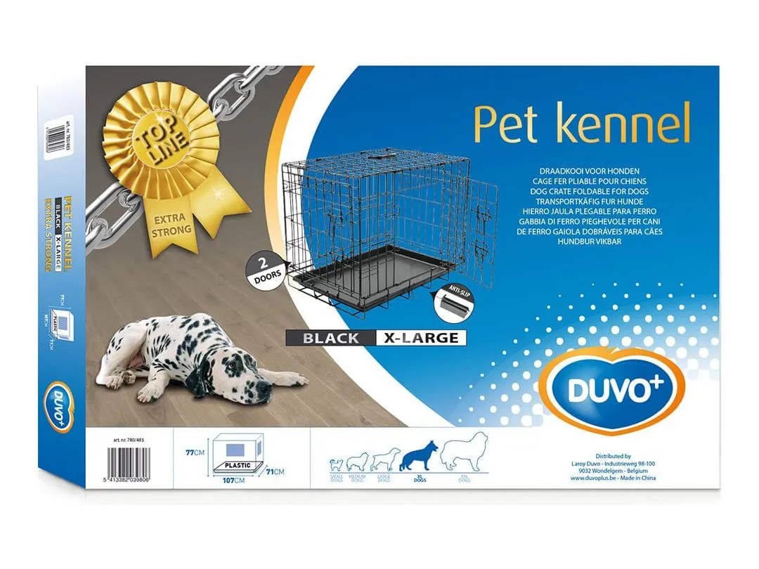 Topline Dog Crate 2 Doors Plastic Tray