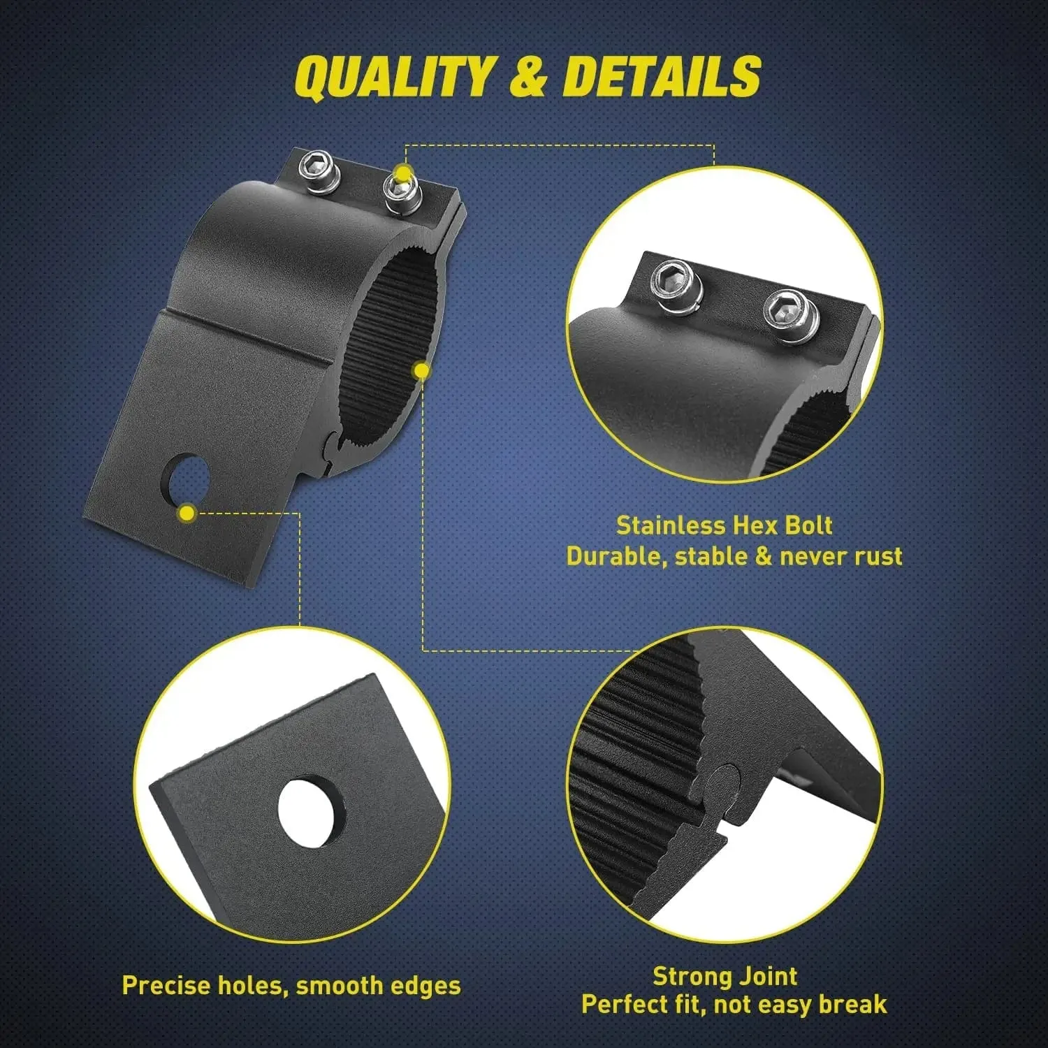Tube Clamp Mount Bracket Kits Fit 2.43in-2.8in Round Bull Bar (Pair)