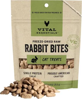 Vital Essentials Freeze Dried Raw Cat Treats, Rabbit Bites, 0.9 oz