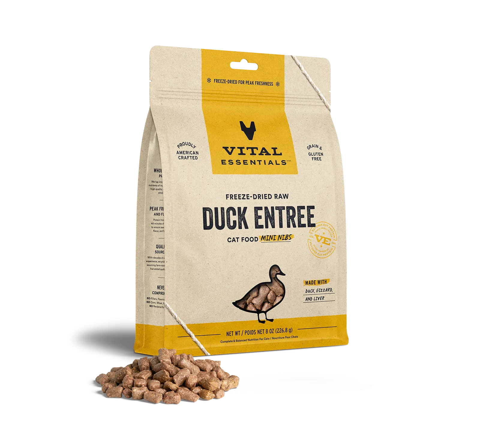 Vital Essentials Freeze-Dried Raw Duck Entrée Mini Nibs Cat Food