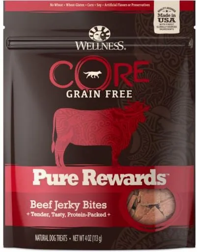 Wellness CORE Natural Grain Free Pure Rewards Beef Recipe Jerky Bites Dog Treats