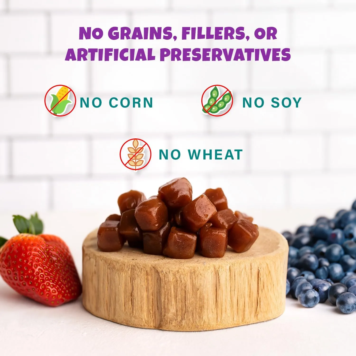 Wildberry Plant-Based Fruit Dog Treats - Strawberry, Apple, Blueberry Soft & Chewy Treats - Vegetarian, Vegan Dog Treats with Organic Ingredients - Low-Protein, Hypoallergenic, Gluten-Free